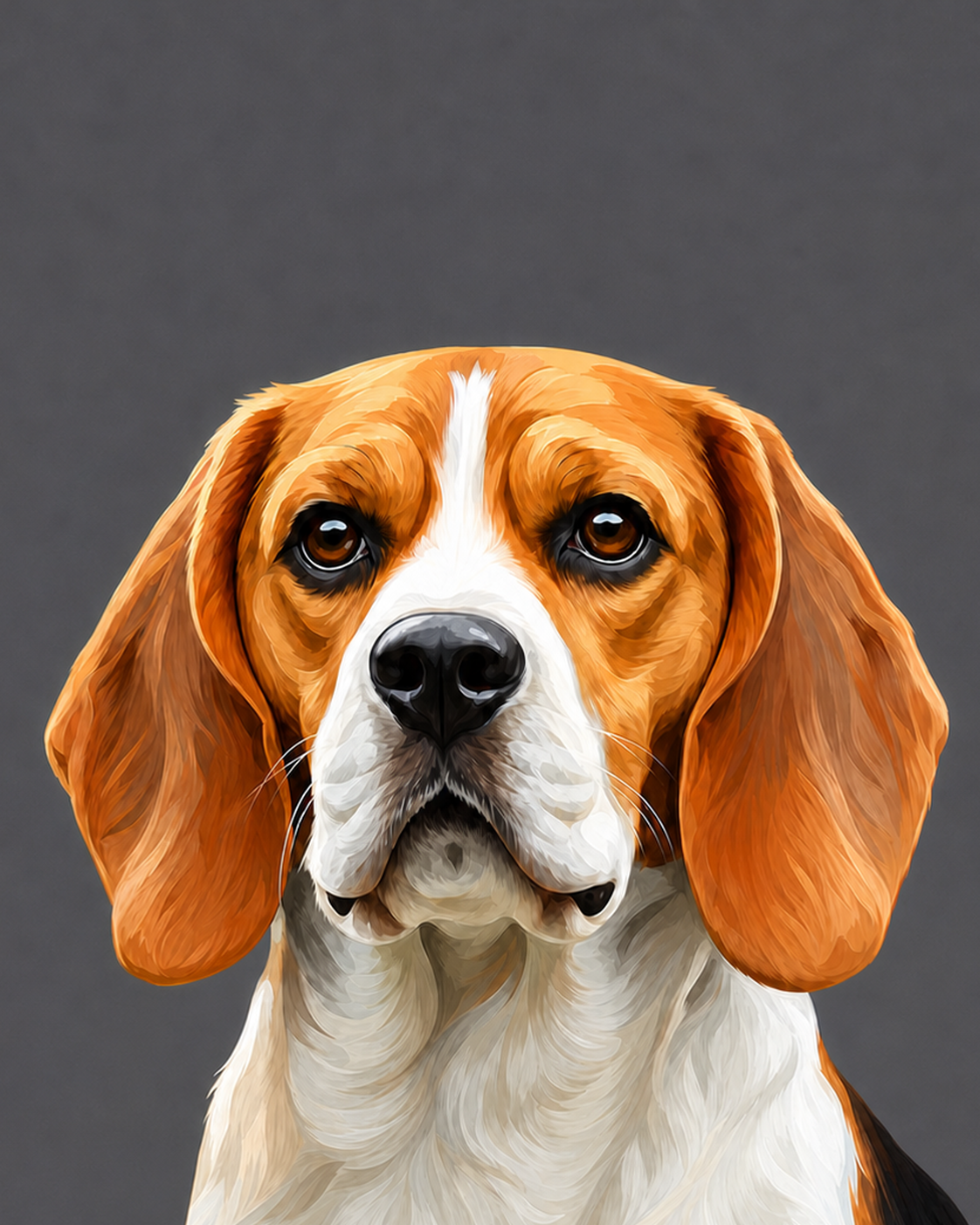 Bold Brush Oil portrait sample of a beagle on a charcoal-gray background