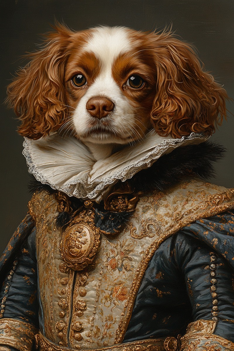 Royal pet portrait sample of a Cavalier Spaniel